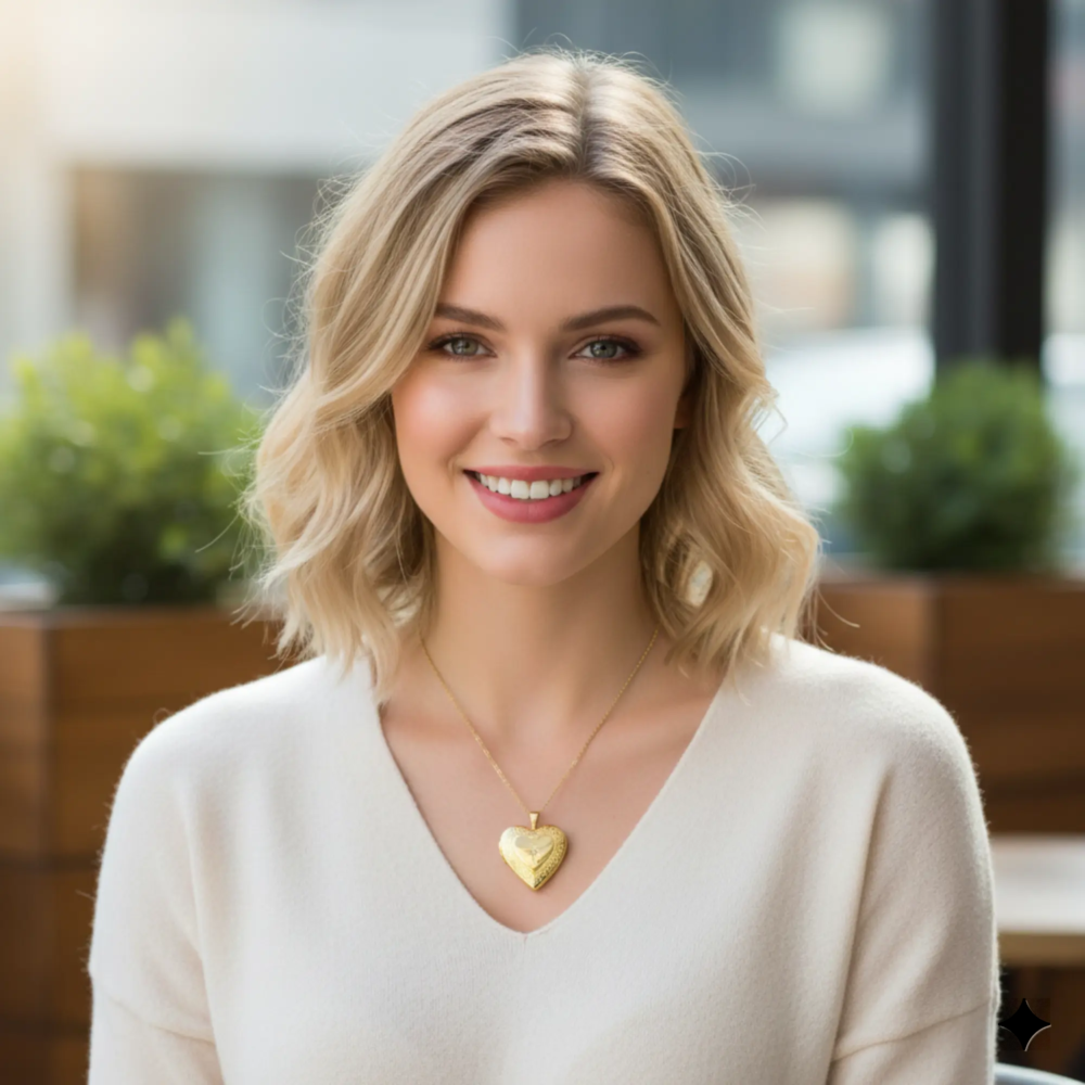 14k Yellow Gold Heart Locket with Diamond Accent (.01 Ct, GI Color, SI Clarity)