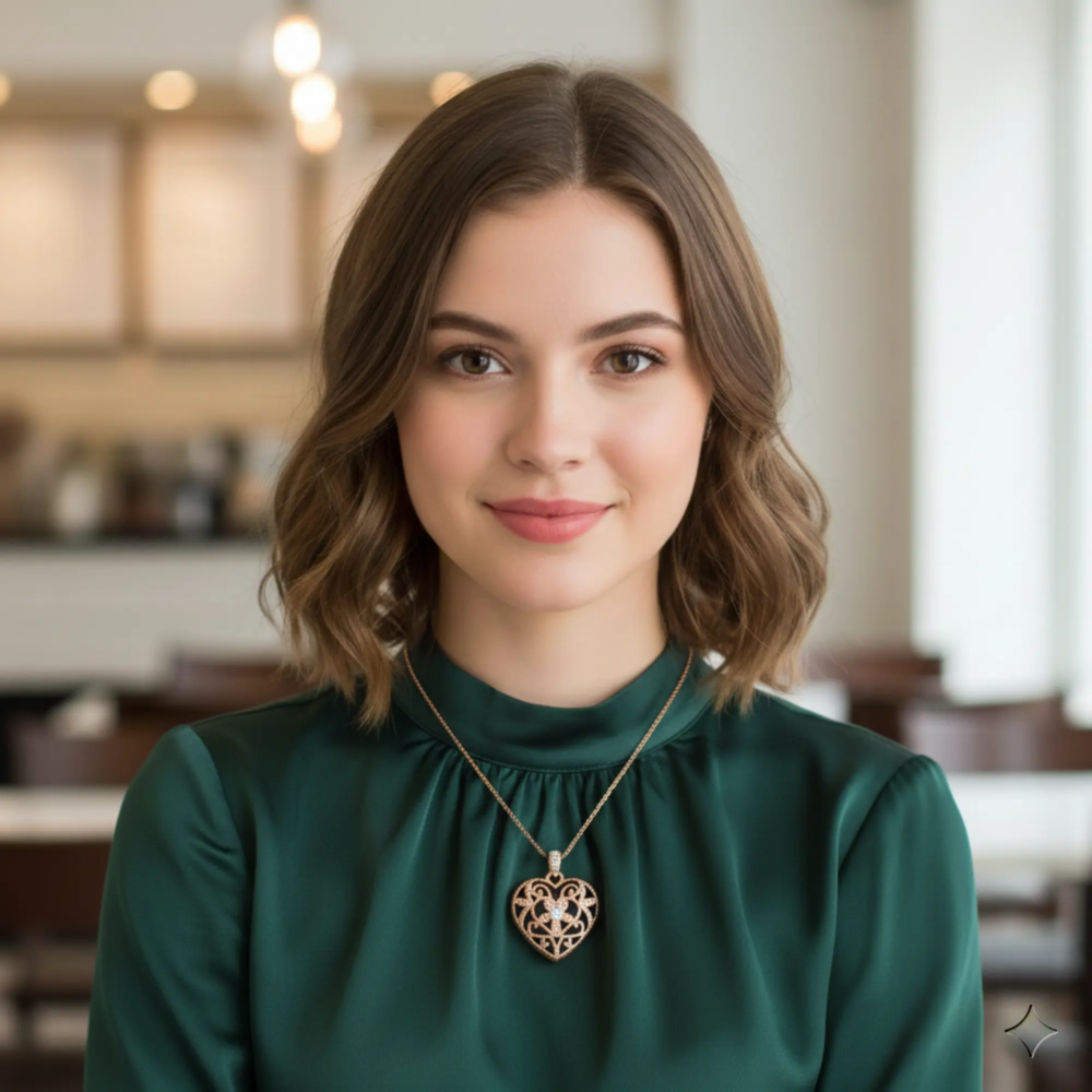 FB JEWELS 14K Rose Gold 18mm Vintage Heart W/Diamond Blk Interior Locket