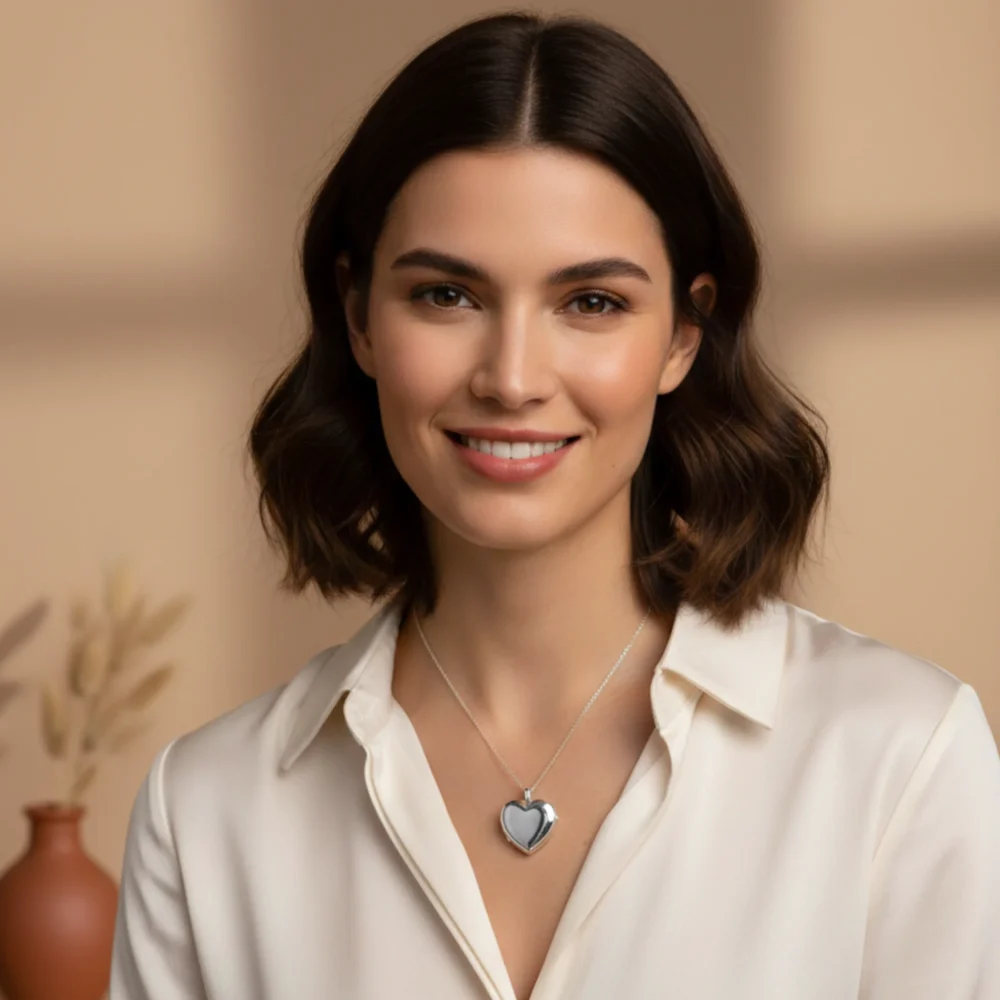 PicturesOnGold.com 14K White Gold Heart Four Photo Locket 1 Inch X 1 Inch White Gold