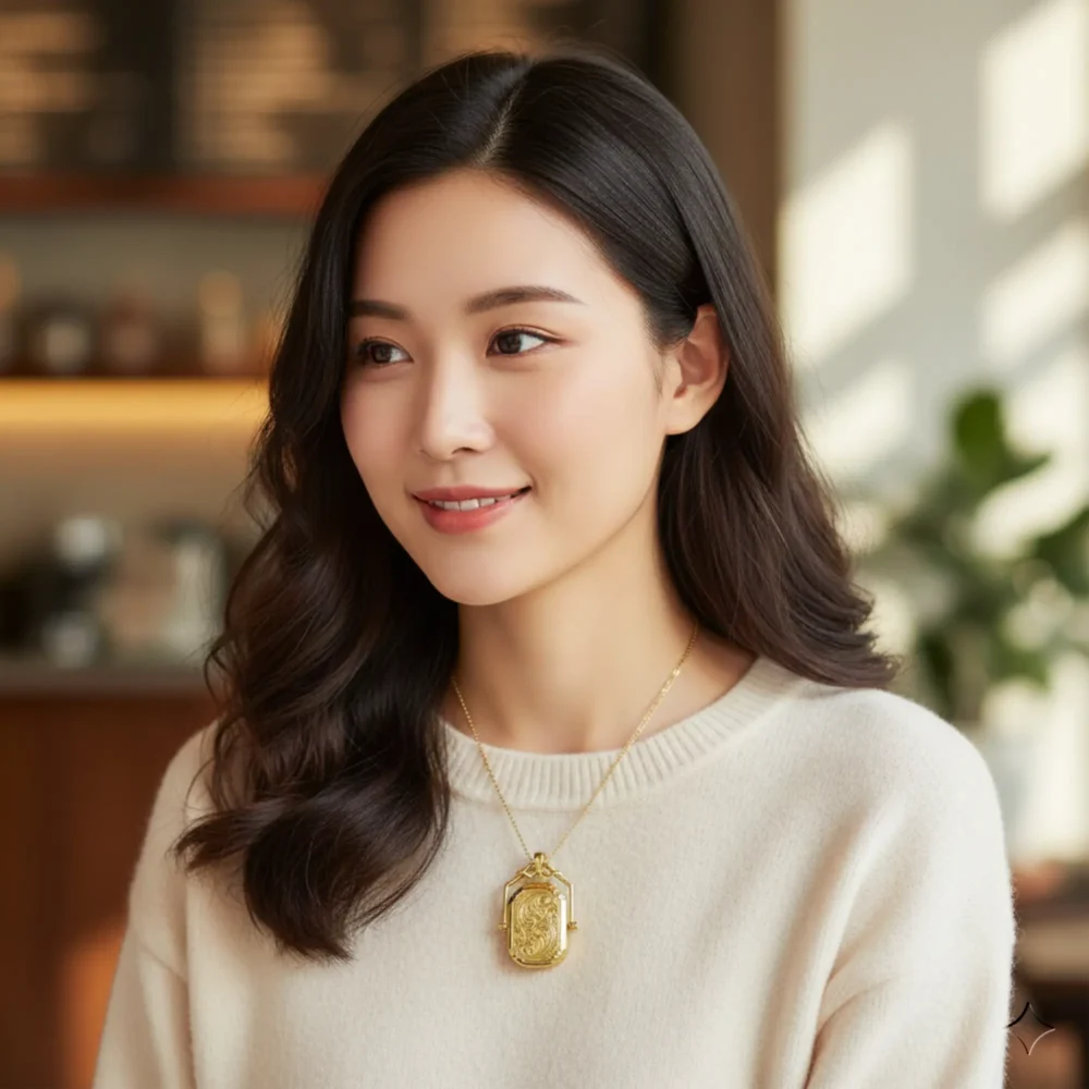 Ryan Jonathan Fine Jewelry 14k Yellow Gold Large Swivel Locket Pendant Necklace